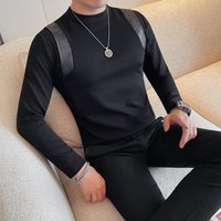 Clothing Autumn long sleeved T shirt stitching design slim round neck bottoming shirt