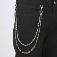 New Cross-border Silver-gray Hip-hop Double-layer Metal Pant Niche Ins-style Waist Chain, Unique And Fashionable Denim