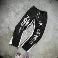 Men's Clothing Fashion Brand Fashion Flame Letters Casual Fashion Slightly Elastic Fabric Flared Pants Fashionable And Versatile