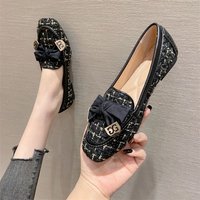 Netizen Versatile Square Head Soft Sole Bean 2023 Flat Bottom Small Fragrant Style Single Shoes One