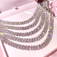 Necklace 8mm Full Zircon Single Row Necklace Trendy Hip Hop Accessories Cuban Chain