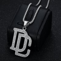 DC Square Brand Inlaid Diamond Pendant Street Fashion Versatile Accessory Hip Hop Personality Couple Necklace
