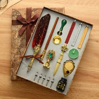 Feather Pen Set Ink British Retro Dip Feather Pen Wax Seal Student Dip Pen
