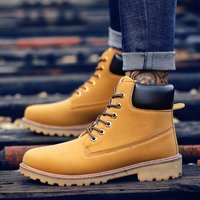 2024 New British Martin Lace up PU Leather Men's Shoes Trendy High Top Casual Snow Boots Thickened