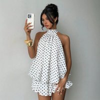 2026 Cross border European American Sexy Tutu Halter Neck Open Back Tie Design Elegant Style Short Dress