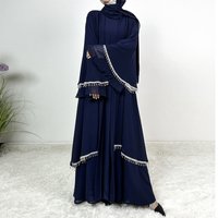 Women's Clothing New Chiffon Diamond Stripe Big Trumpet Sleeve Long Skirt Robe Dress Female Cardigan Suit National Costume 4618