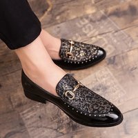 Shiny Leather Platform Dress Shoes Slip On Loafers Party Designer Wedding Footwear Zapatos Para Hombres