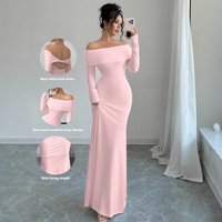 Clothing One Shoulder Pleated Tight Fitting Fashionable Elegant Hip Wrapped Long Evening Dress