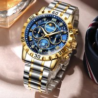 Top Luxury Watch Waterproof Night Light Chronograph Quartz Watch Stainless Steel Casual Sports Watch