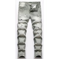 Kids’ Clothing Boys Non Elastic Straight Leg Ripped Green Trousers Mid Waist Spot Jeans Four Seasons