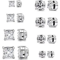 Unisex Stainless Steel Ear Clips Without Ear Piercings Magnets Zircon Ear Clips, Earrings, Personalized Trendy Fake Studs