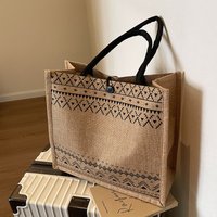 Linen tote bag large capacity bag high end commuting mommy bag ins cosmetic bag storage bag