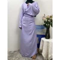 Ramadan Muslim Fashion Linen Open Abaya Woman Holiday Long Dresses Eid Caftan Marocain Femme Islam Robe Jalabiya Solid