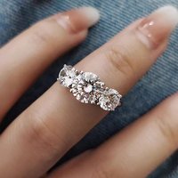 S925 sterling silver D color moissanite three stone female ring high end Korean version simple 4 carats