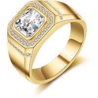 MJZ034 Simulated Square Diamond, Full Arm Set, Wealthy Diamond Ring, Trendy Men’s Wide Version, Large Ring