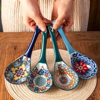 Bohemian Ceramic Soup Spoon Household Large Soup Spoon Long Handle Spoon Porridge Spoon Porridge Spoon Large Spoon