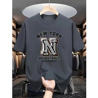 Men's 100% Cotton Stretch Fabric T-Shirt Casual Round Neck Short Sleeve With Print Ideal Gift Comfortable And Breathable For All Seasons Gift For Men