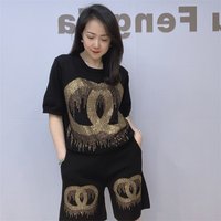 Clothing Casual Short sleeved Shorts Knitted Suit