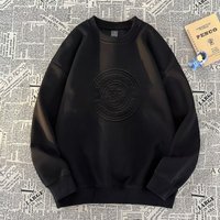 Clothing Sweatshirt trend spring autumn 3D steel printed concave convex letters simple versatile couple casual sweatshirt