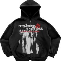 Clothing Trendy Y2K Streetwear Hooded Zip Up Jacket Oversized Pullover Pockets Casual Loungewear Urban Fashion