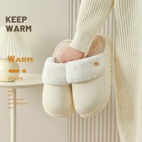 Removable Washable Winter Indoor Home Non Slip Waterproof Warm Thick Sole Household Plush Cotton Slippers