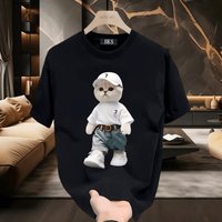 Men's Clothing Fashion Brand Heavy Printed Pure Cotton Short Sleeved T Shirt Men's Summer New Loose Round Neck Couple Half Sleeved Tops