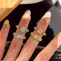 French Style Flower Hao Stone For Women, Niche Design, Light Luxury, High-End Feel, Four-Leaf Clover Index Finger Ring,