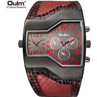 Men's Stylish GMT Dual Time Zone Watch With Leather Strap - Japanese Miyota Quartz Movement, Mineral Crystal, Barrel-Shaped Case