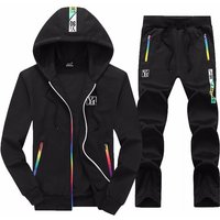 Spring Autumn Leisure Hooded Sports Fashion Zipper Two Piece Set