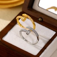 Real Gold European And American Minimalist Studded Zircon Ring, Plated With Real Gold, Versatile Trendy Hip-hop Ring