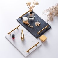 Scandinavian Marble Tray Minimalist Decorative Display Dish Jewelry Bathroom Essentials Round Stone Serving Plate Veins
