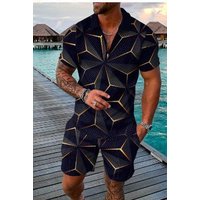 Men's 3D Digital Printing Polo Shirt Suit Lapel Short-Sleeved Casual Men's Casual Suit