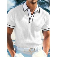 Breathable Lightweight Polo Shirt Stylish Striped Design Short Sleeve Comfortable Casual Sporty Top
