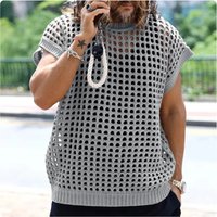 Clothing stretch plus horse clip casual knit vest polo muscle versatile V