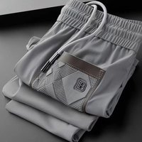 Clothing Thin Ice Silk Sports Pants Summer High End Fashion Laminated Trend Straight All Match Casual Pants