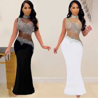 Women's Clothing Diamond Mesh Sleeveless Dress