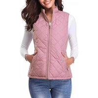 Women's Quilted Puffer Vest With Stand Collar - Lightweight Sleeveless Jacket For Fall & Winter