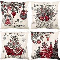 Christmas Decorative Pillow Covers Linen Printed Sofa Cushion Covers Home Cushion Covers