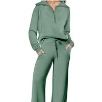Clothing autumn winter casual sports suit zipper long sleeved sweatshirt healthy cloth wide leg pants