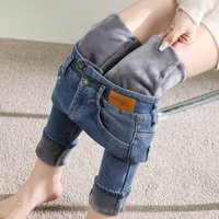 Clothing High waist plus velvet jeans autumn winter thickened slim tight pencil pants