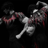 Breathedivinity American Dark Style Sports Fitness T Shirt Quick Dry Stretch Tight Fitting Shirt