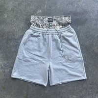 "Street Camouflage Sweatpants & Double Stitched Waist Hip Hop Style Comfortable Cropped Shorts"