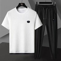clothing sports suit cool breathable silky elastic quick drying ultra thin short sleeved large trousers two piece suit