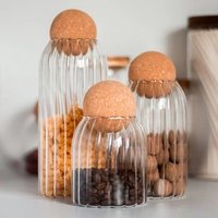 Easters Day Family Organizer Striped Ball Jar Cork Glass Coffee Bean Household Dried Fruit Grain Tea Spice Storage