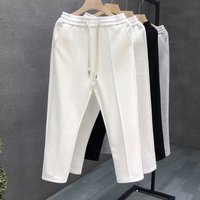 Elastic Waist Jogger Pants – Slim Fit Straight Leg Casual Trousers Contrast Drawstring