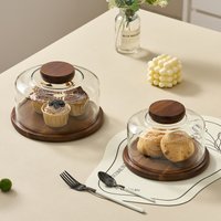 Tray Wooden Tasting Plate Lid Glass Sliced Cake Cover Bread Dessert