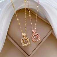 Stainless Steel Gold Color Zircon Hexagram Pendant Necklace for Women Girls Lovely Jewelry Accessories Gifts for Lover