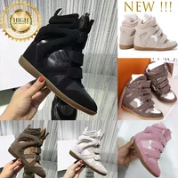 New Colors Marant Internal Height Increasing Shoes Hot Sale Black Genuine Leather Real Bekett Leather-trimmed Suede