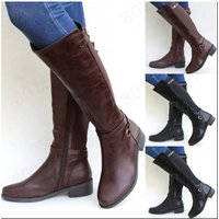 rider boots round head side zipper buckle