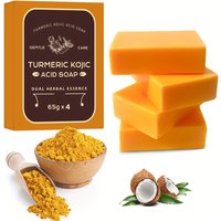 2/4pcs Turmeric & Kojic Acid Soap Bar, 2.29oz Each, With Refreshing Scent For Body & Face – Made With Mild Ingredients
